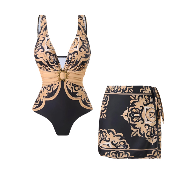 Vintage Print One-Piece Set