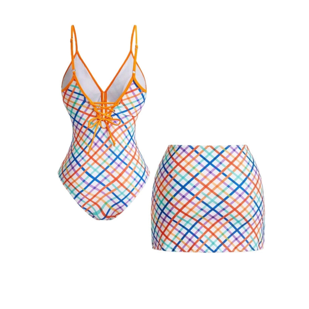 Plaid Print One-Piece Set