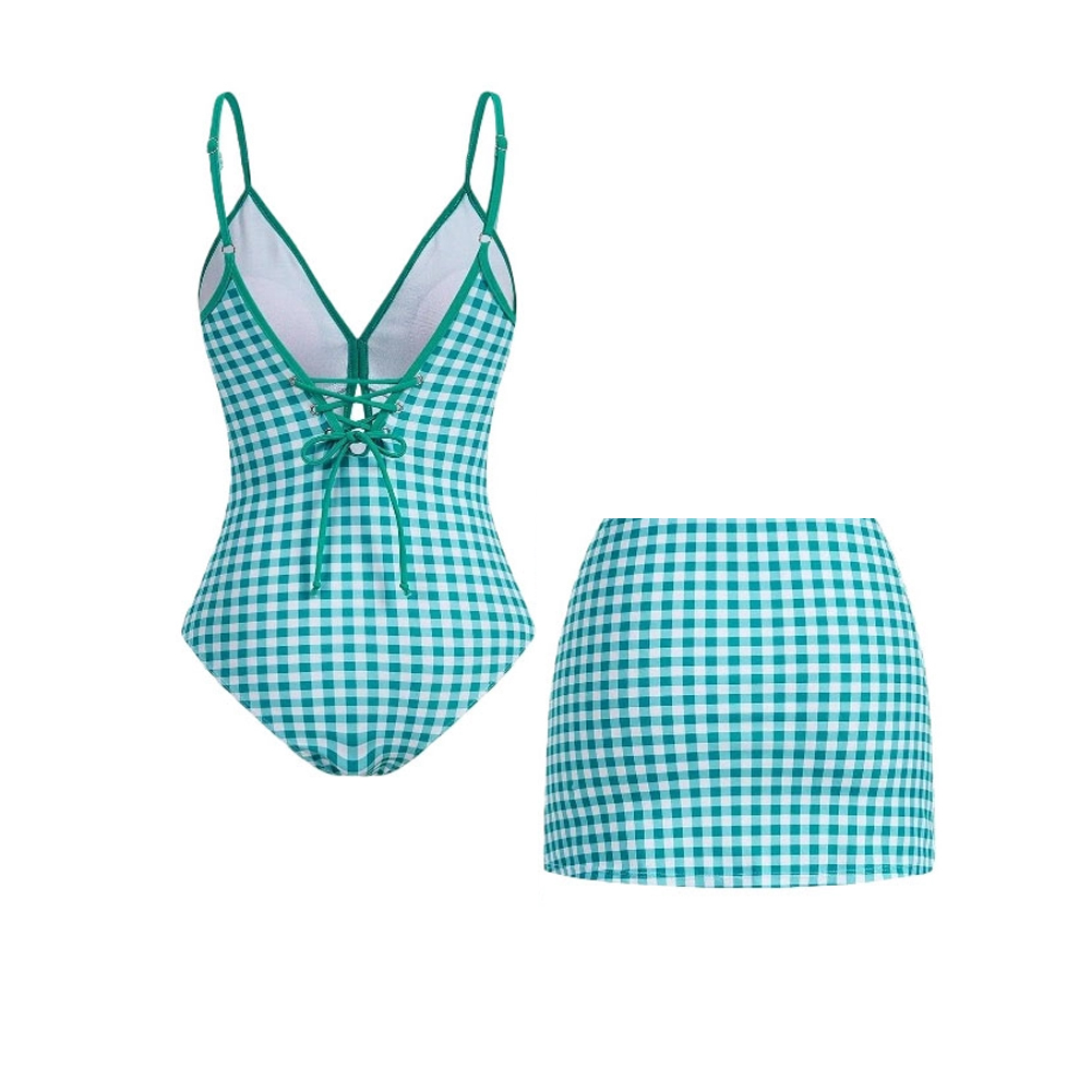 Plaid Print One-Piece Set