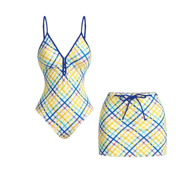 Plaid Print One-Piece Set