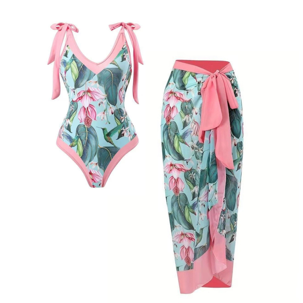 Romantic Pink Botanical One-Piece Set