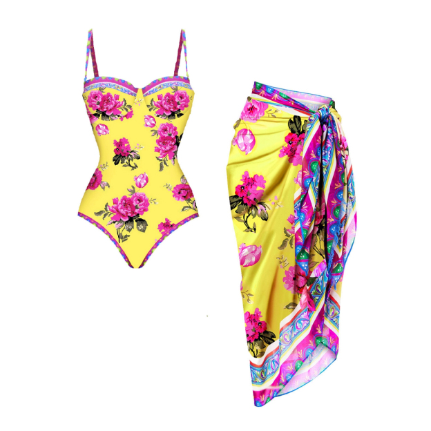 Vintage Print One-Piece Set