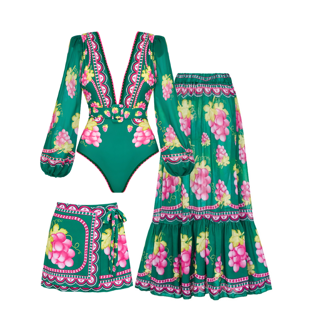 Vintage Print One-Piece Set