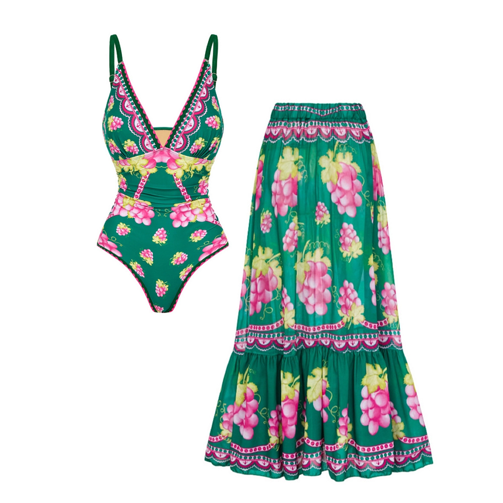 Vintage Print One-Piece Set