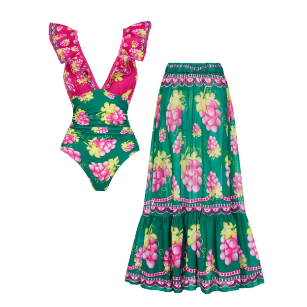 Vintage Print One-Piece Set