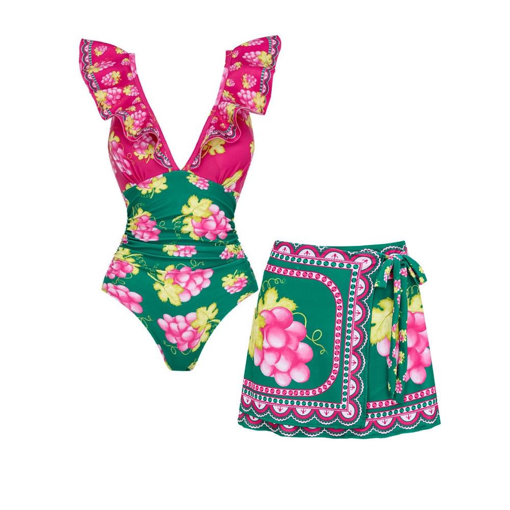 Vintage Print One-Piece Set