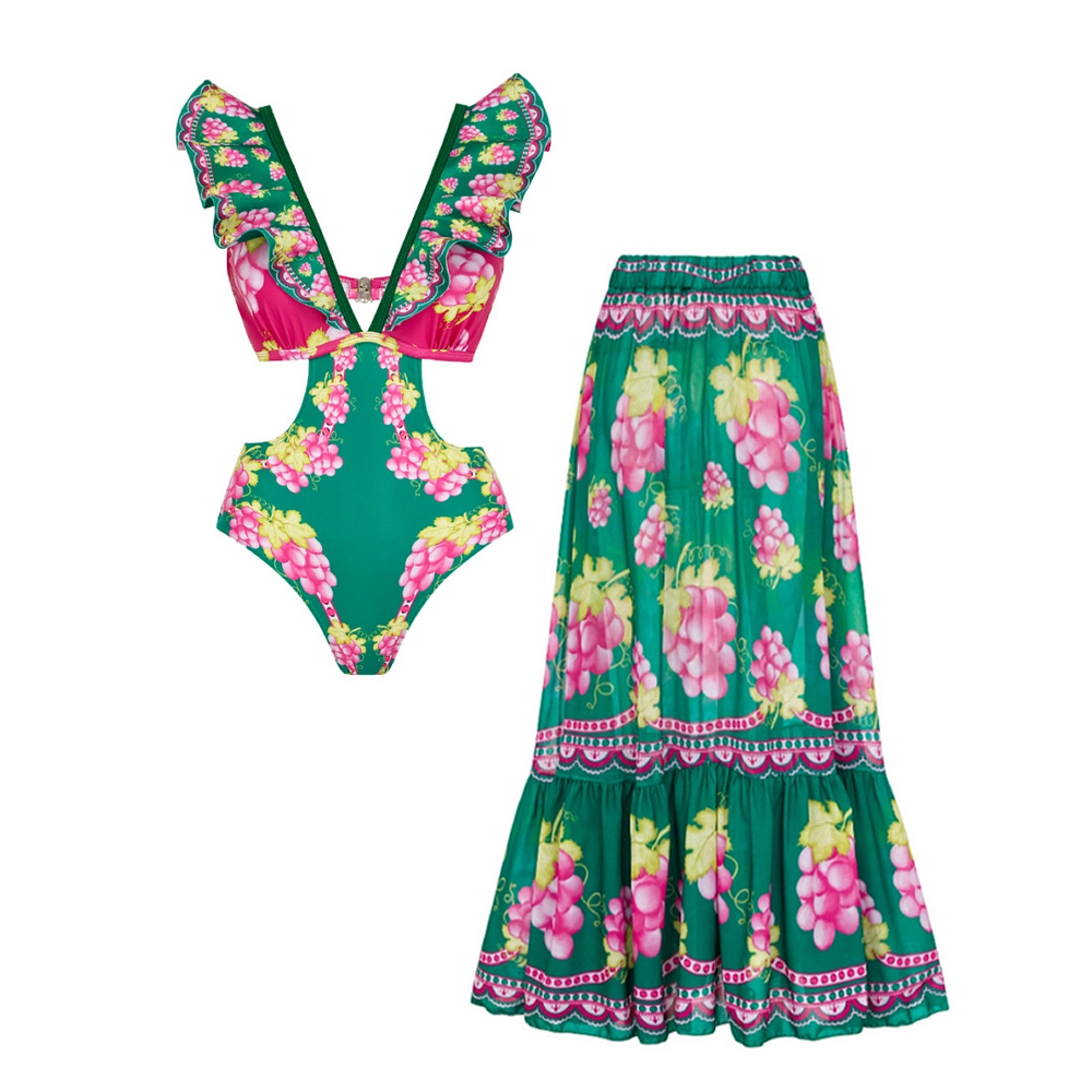 Vintage Print One-Piece Set