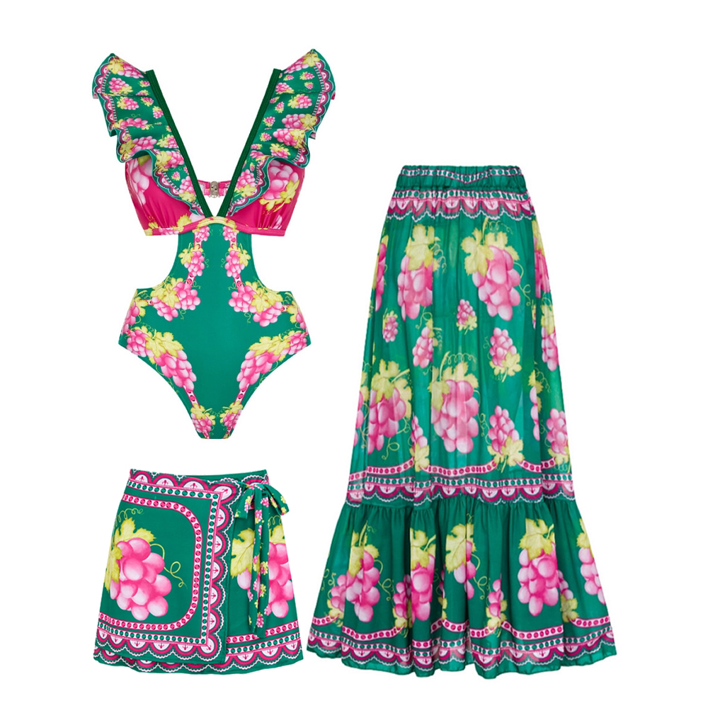 Vintage Print One-Piece Set