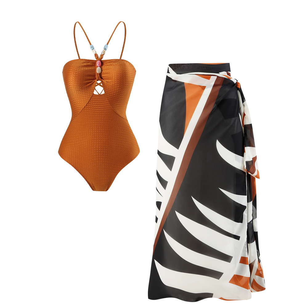 Brown French One-Piece Set