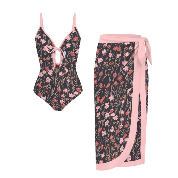 Floral Print One-Piece Set