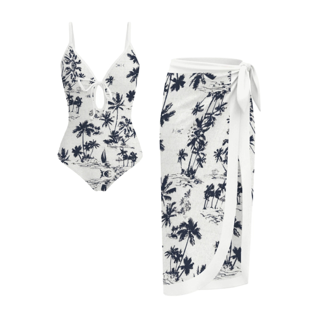 Tropical Beach and Boats One-Piece Set