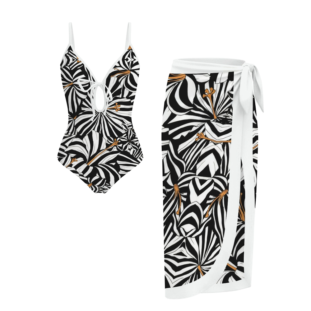 Women's Zebriscus One-Piece Swimsuit with Skirt