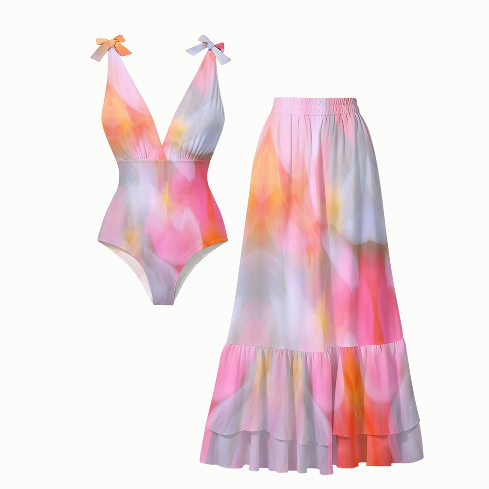 Women's Petal Mist One-Piece Swimsuit with Skirt