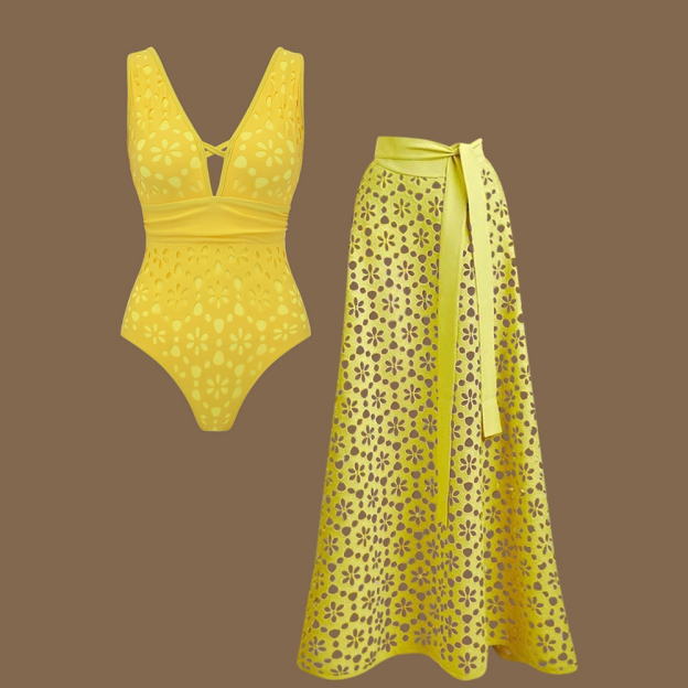 Yellow Cut-Out One-Piece Set