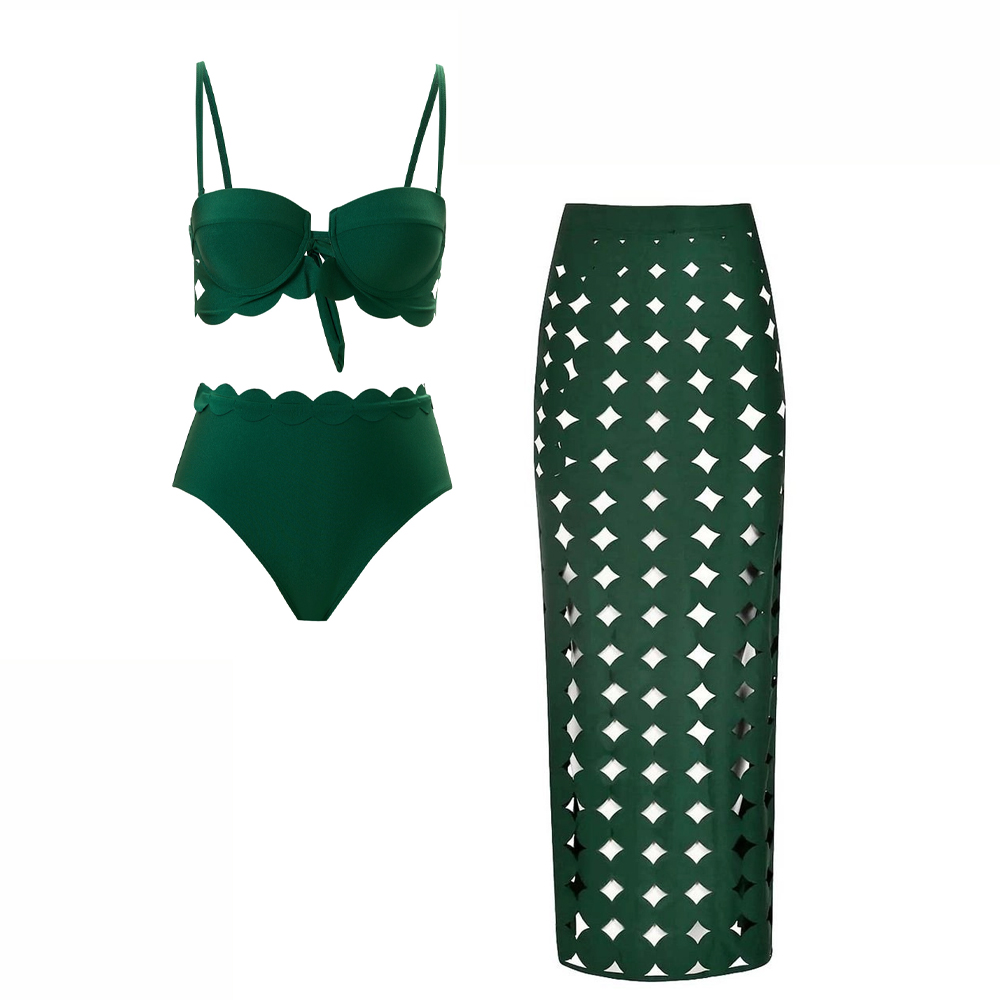 Green Cut-Out Bikini Set
