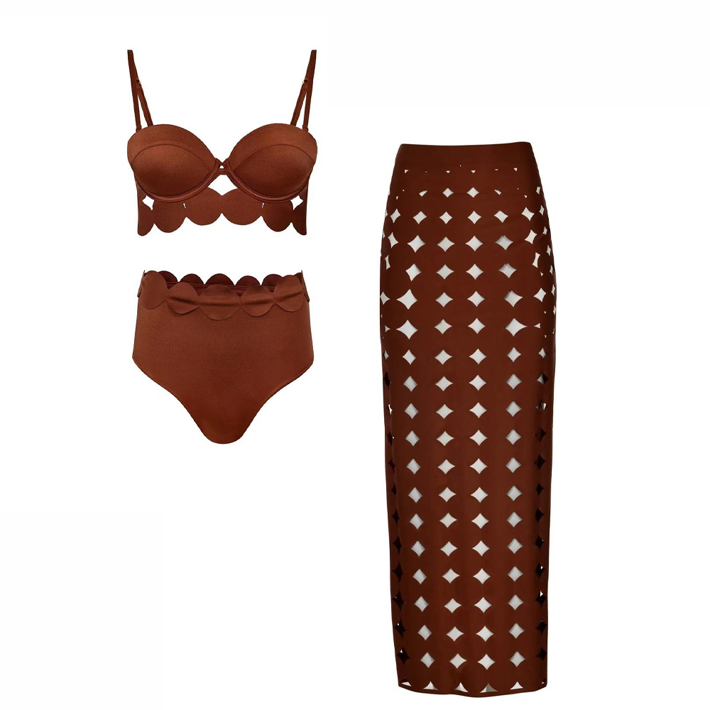 Brown Cut-Out Bikini Set