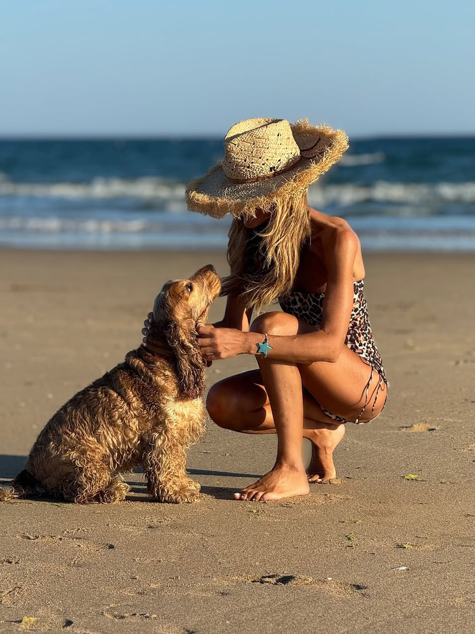 Bandeau Swimsuit with Leopard Adjustable Side Ties