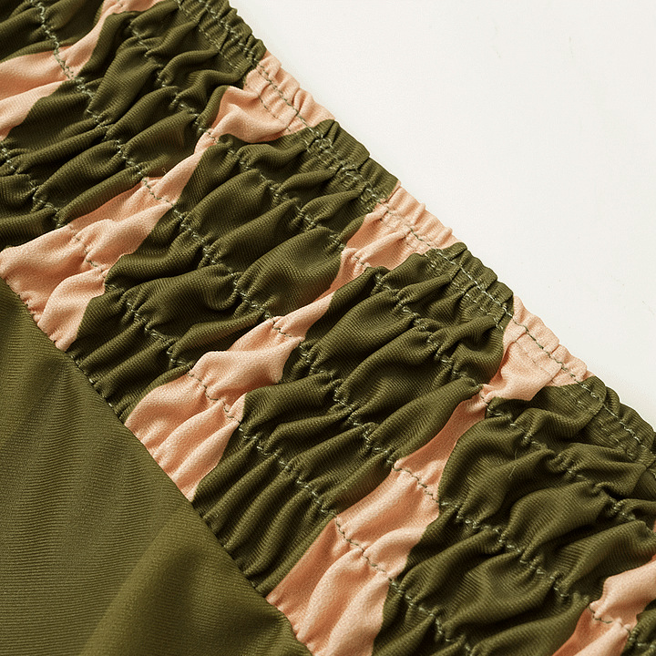 Vintage Bohemian Print One-Shoulder Swimsuit Set