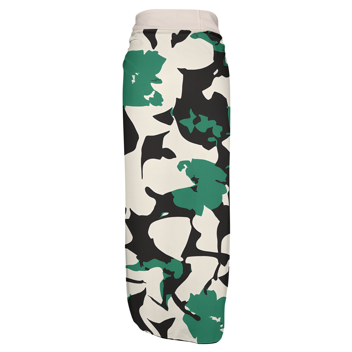 Ruffled Camouflage Print V-Neck One-Piece Swimsuit and Sarong Skirt