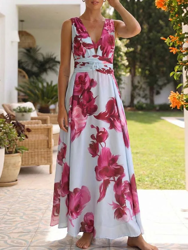 Abstract Floral Printed Two-piece Swimsuit and Skirt