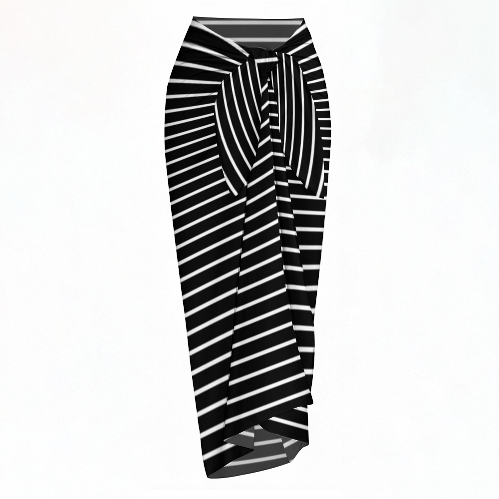 Scoop Neck Striped Swimsuit and Matching Wrap Skirt