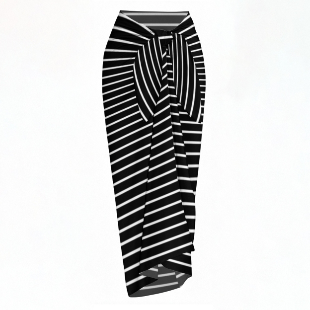 Scoop Neck Striped Swimsuit and Matching Wrap Skirt