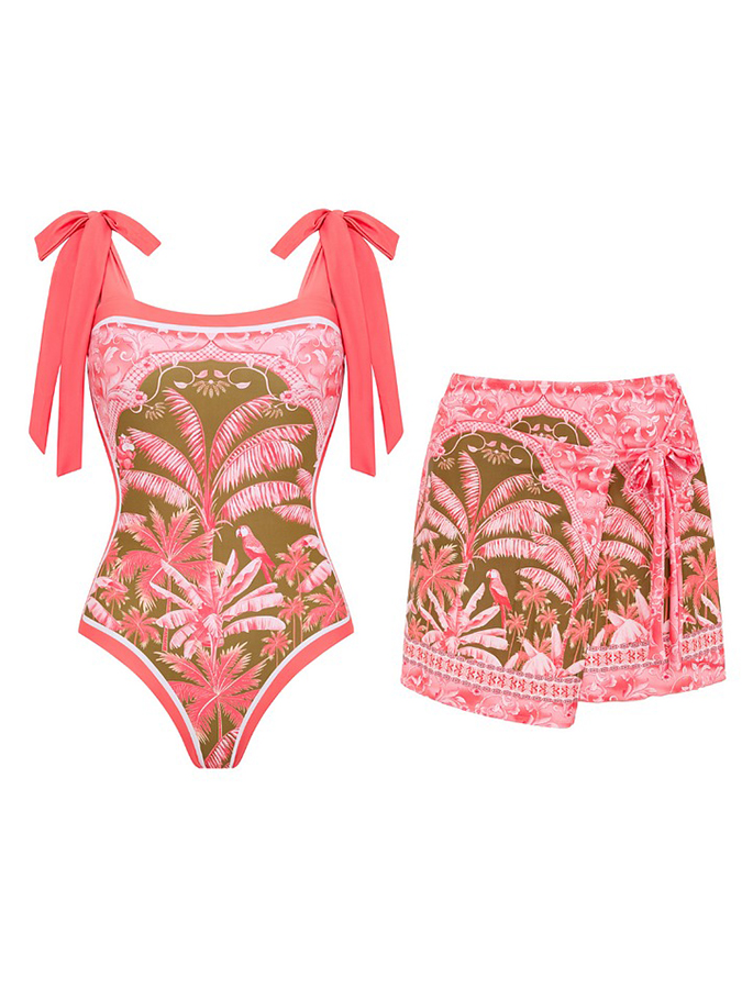 Tropical Rainforest Jungle Print Swimsuit and sraong