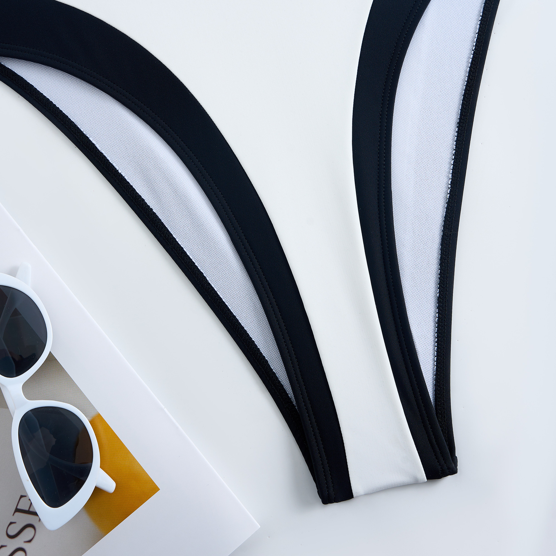 Women's Bestselling Sexy Black and White Color-Block One-Piece Swimsuit