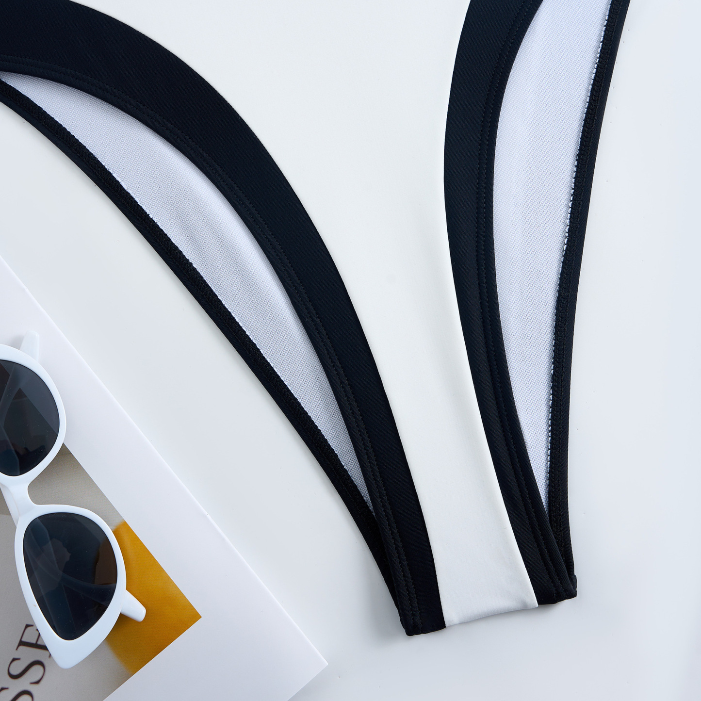 Women's Bestselling Sexy Black and White Color-Block One-Piece Swimsuit