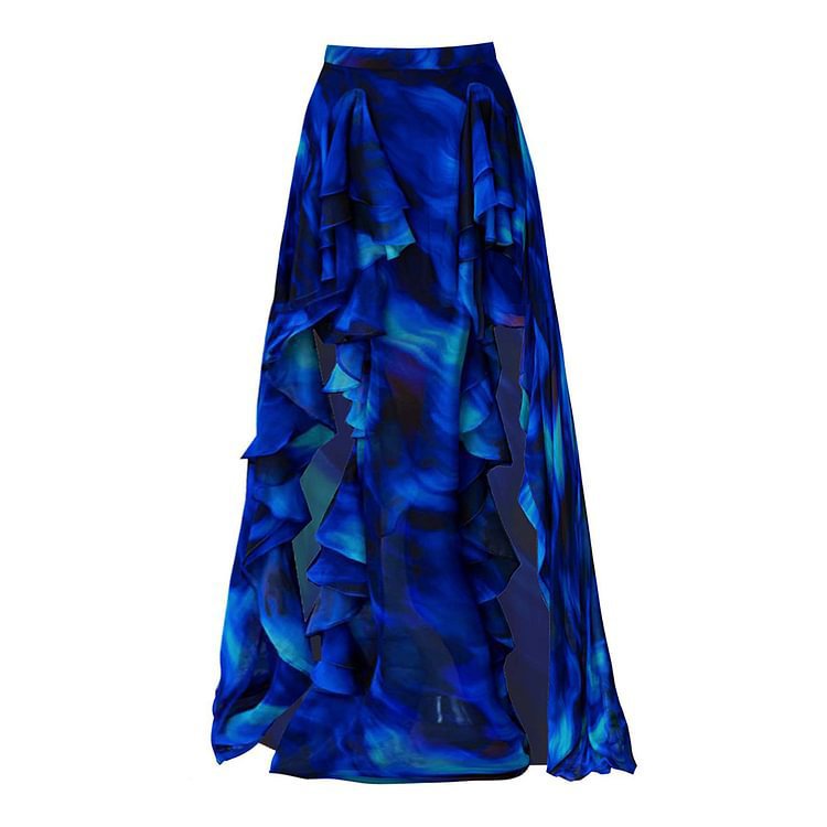 Women's Ombré Ruffle Print One-Piece Swimsuit with Skirt