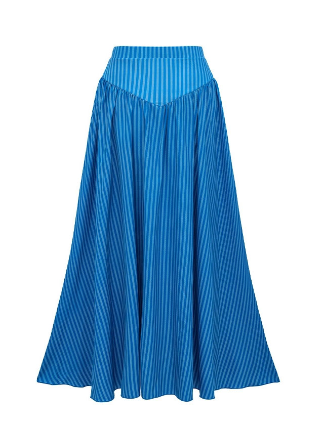 Retro Stripe Convertible Bandeau One-Piece with Matching Skirt