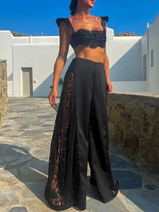 Lace Bikini Swimsuit and Lace Pants