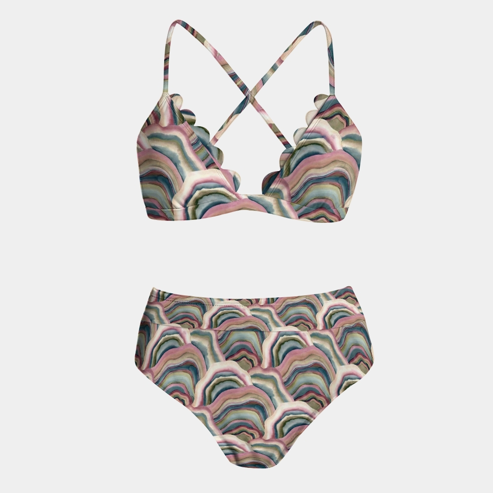 Printed Fashion Panel Bikini Top Set