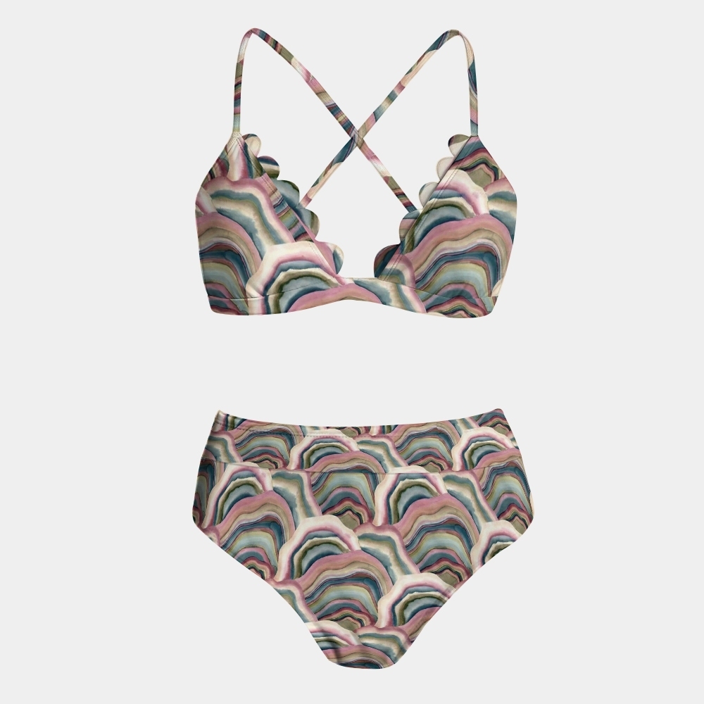 Printed Fashion Panel Bikini Top Set