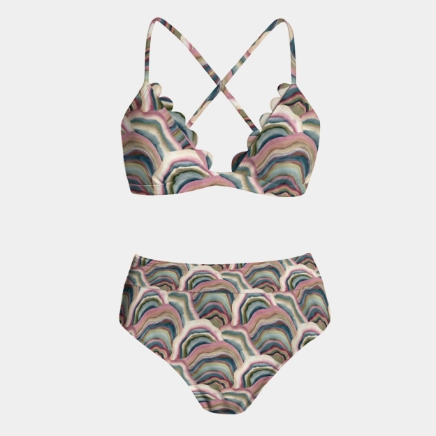 Printed Fashion Panel Bikini Top Set