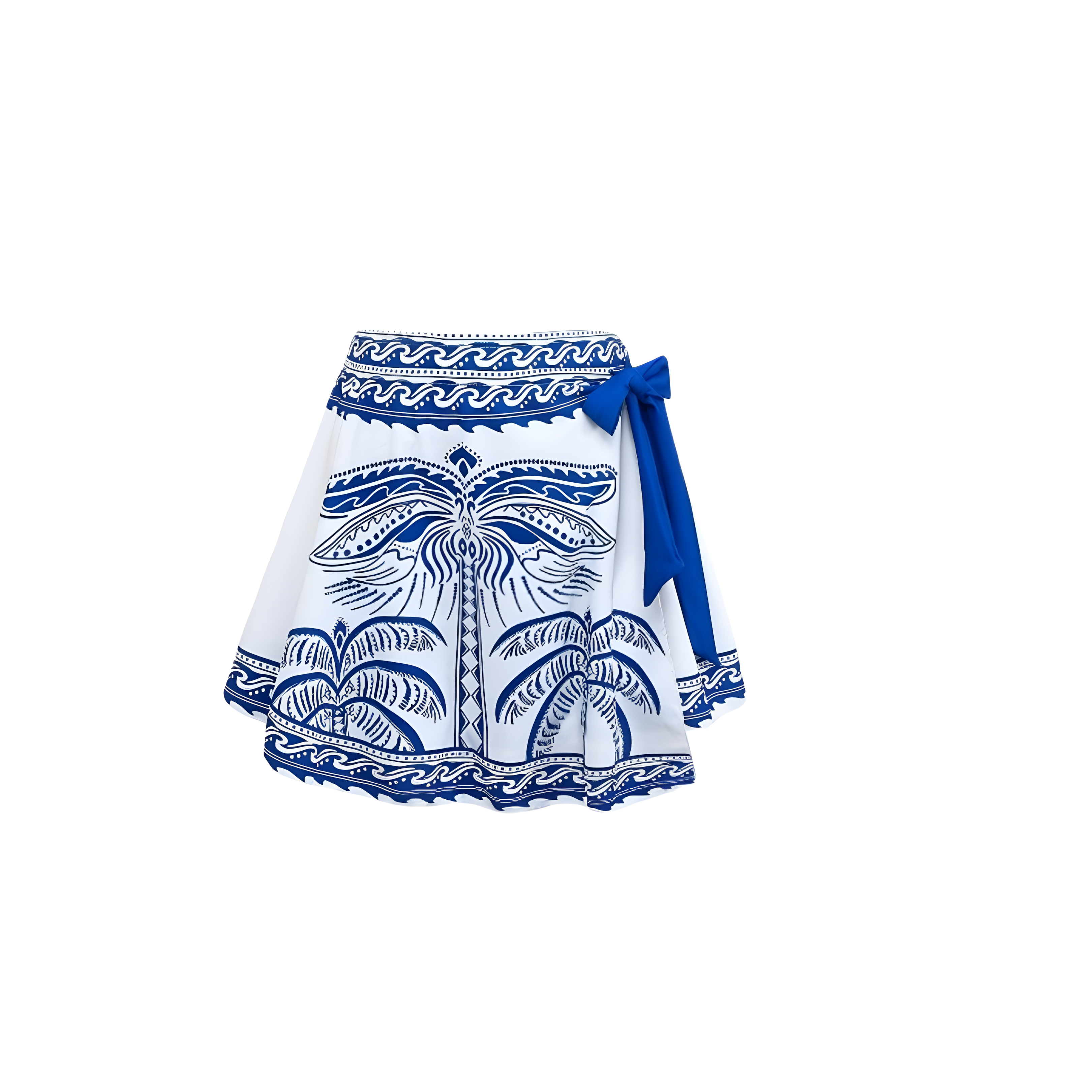 Women's Bohemian Palm Print One-Piece Swimsuit and Matching Skirt