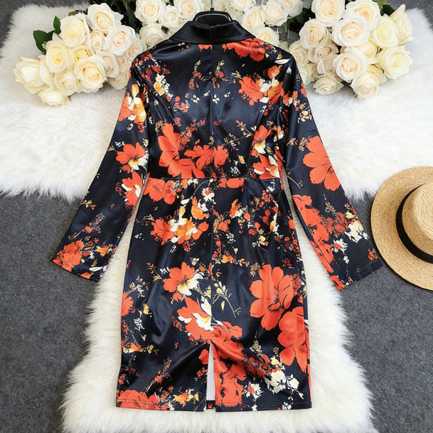 Printed Midi Bodycon Dress