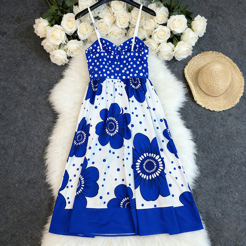 Printed Spaghetti Casual Dress