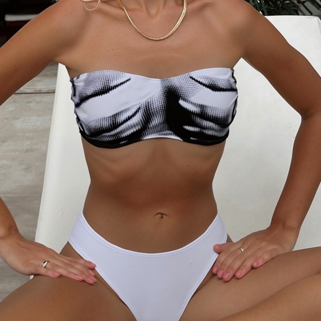 Sexy Printed Bandeau Bikini