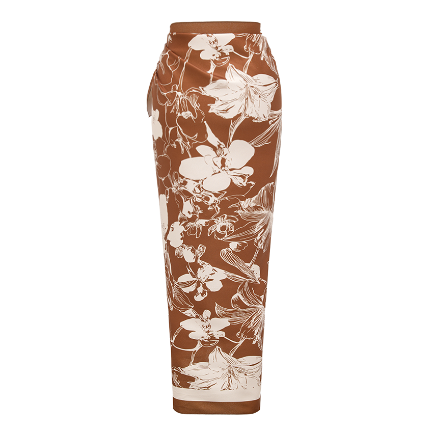 V-neck Brown stripes Print Swimsuit Set(s)