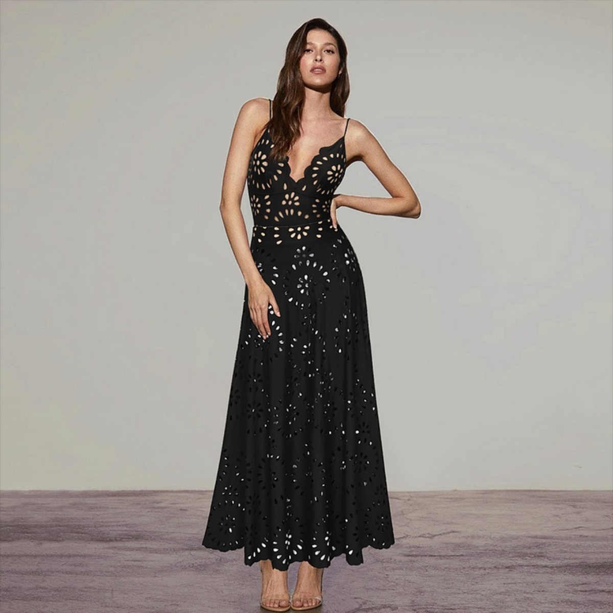 Multi-color Sexy Spaghetti Strap Lace-Up Cutout One-Piece Swimsuit with Matching Long Skirt Cover-Up