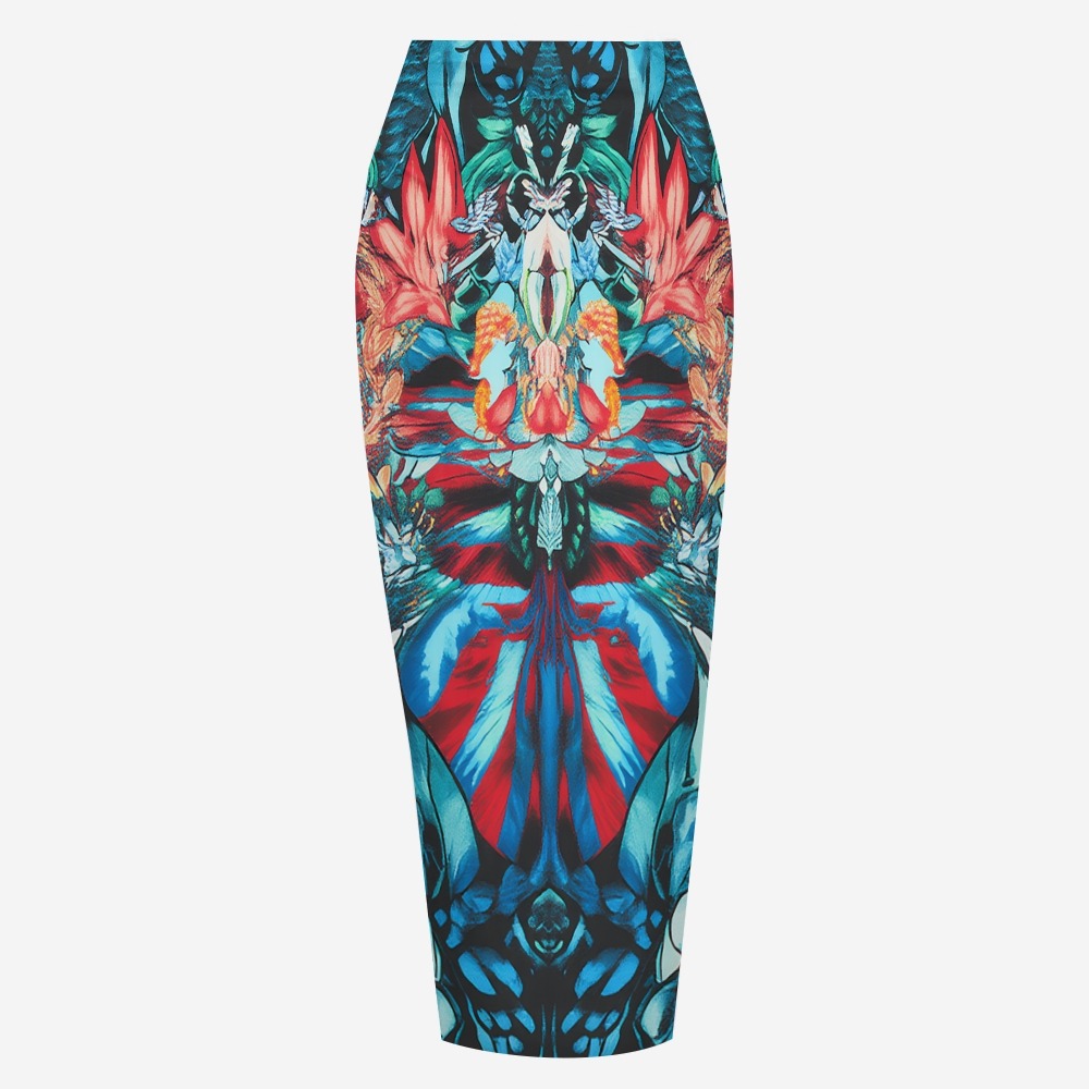 Boho Exotic Tropical Halter One-Piece Swimsuit with Sarong Skirt