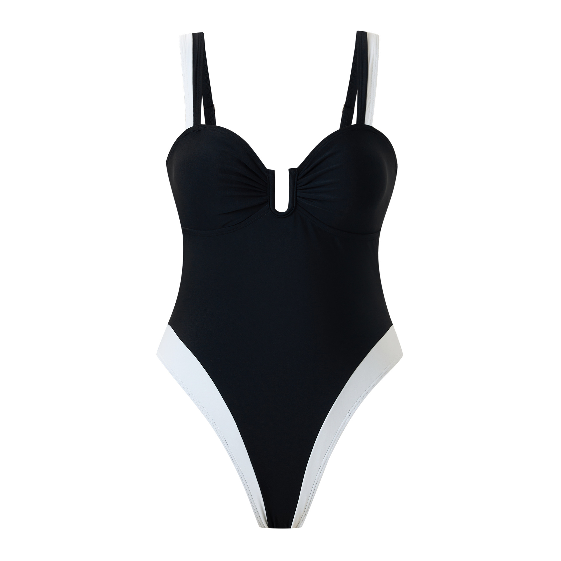Women's Bestselling Sexy Black and White Color-Block One-Piece Swimsuit