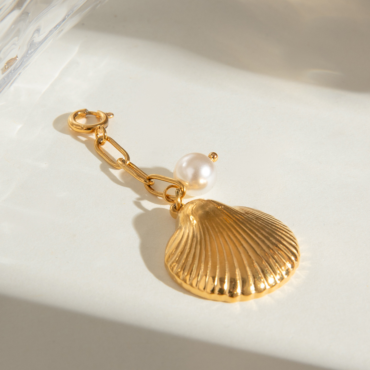 Bikini Vacation Style Stainless Steel Shell Pearl Jewelry DIY Pendant