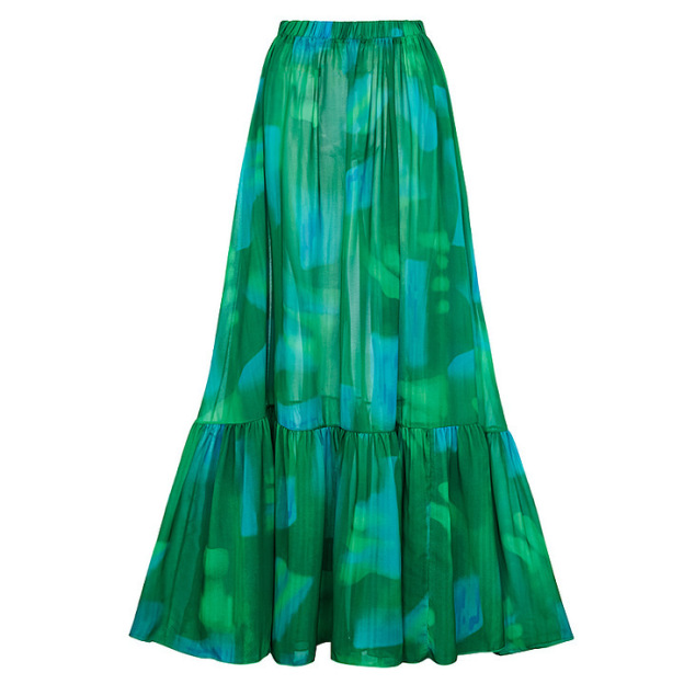 Women's One-Shoulder Ruffle Top with Butterfly Print One-Piece Swimsuit with Skirt