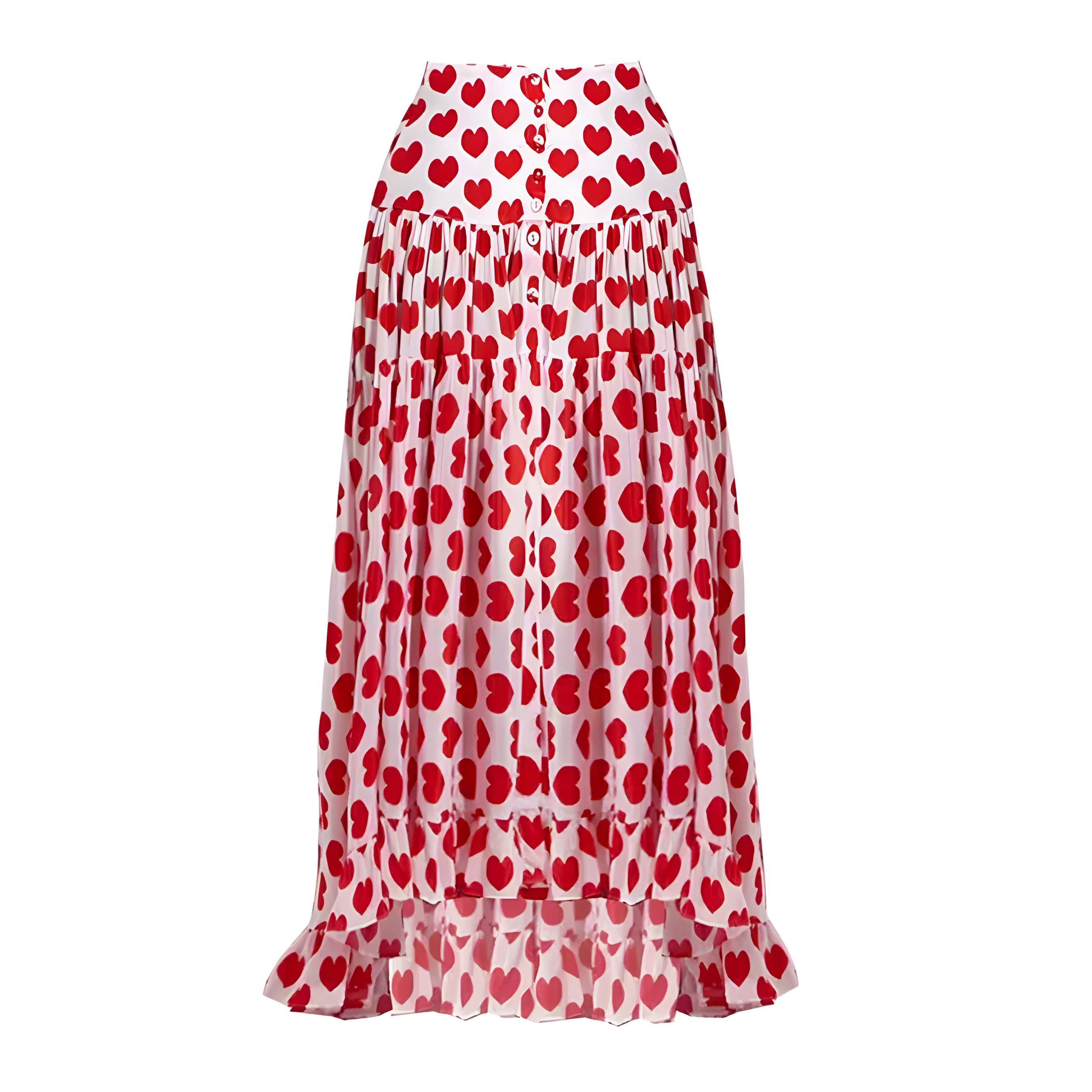 Women's Romantic Heart Print One-Piece Swimsuit with Skirt