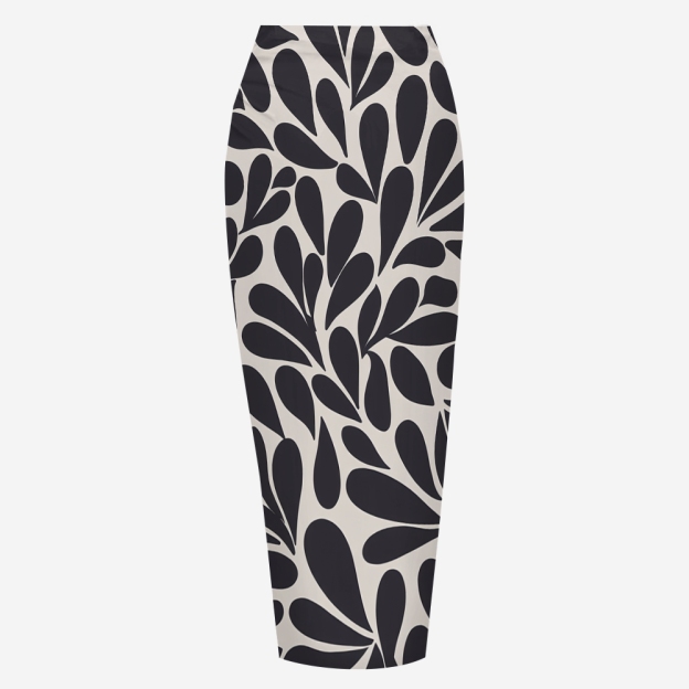 Abstract Drip Print Halter One-Piece Swimsuit with Matching Sarong Skirt