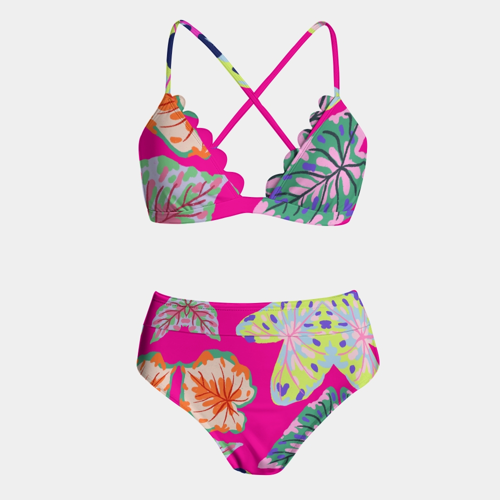Tropical Floral Three-Piece Bikini Set