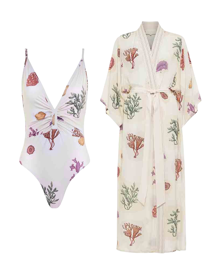 Printed One Piece and Kimono Swimwear