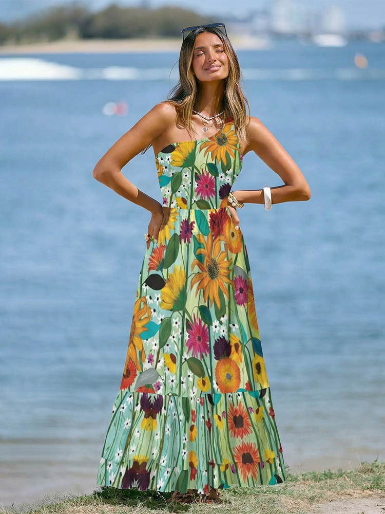 Women's Sunflower House Swimsuit and Skirt